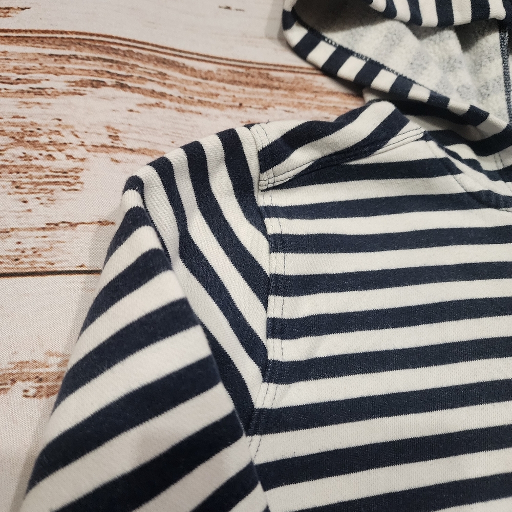 Crewcuts striped hoodie navy blue white rainbow zip up sweatshirt 8 - Picture 2 of 8